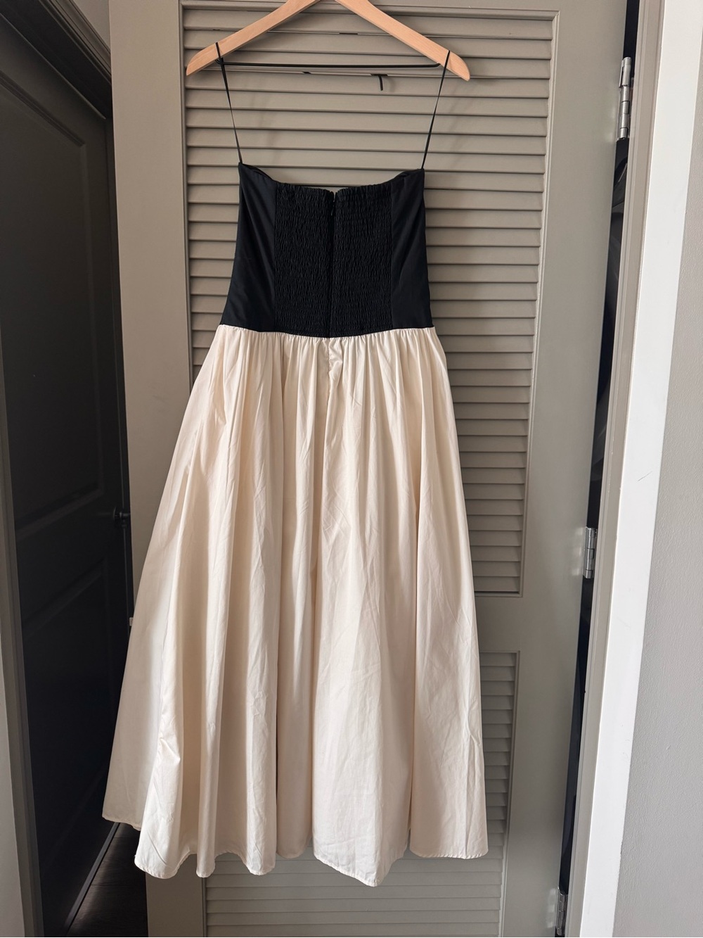 Abercrombie & Fitch | Black & Beige Contrast Chic Strapless Dress w/ Pockets S - Picture 7 of 8